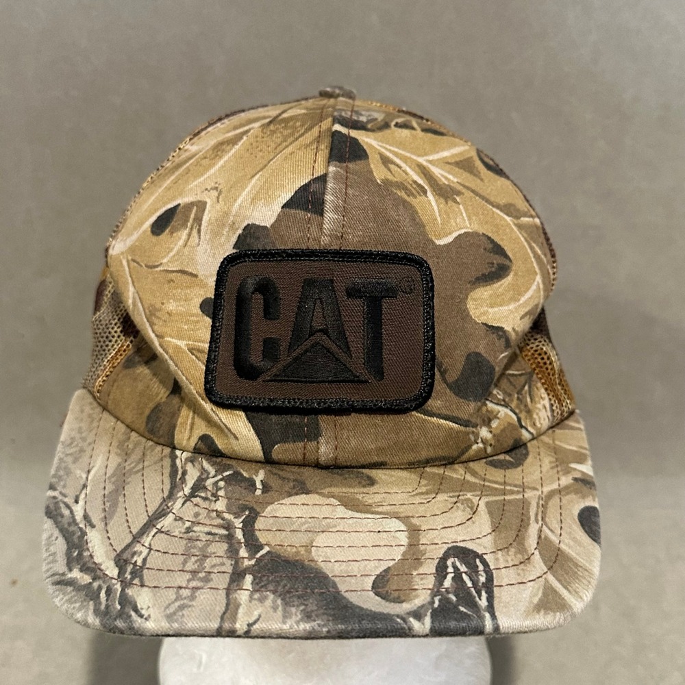 Caterpillar‎ CAT Camo Trucker Hat Advantage Timber Mesh Snapback Cap Brown Mens
